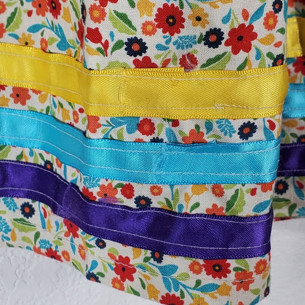 Native American Floral Print Ribbon Dance Skirt Handmade Girls W21 L19 *READ* - Picture 3 of 8